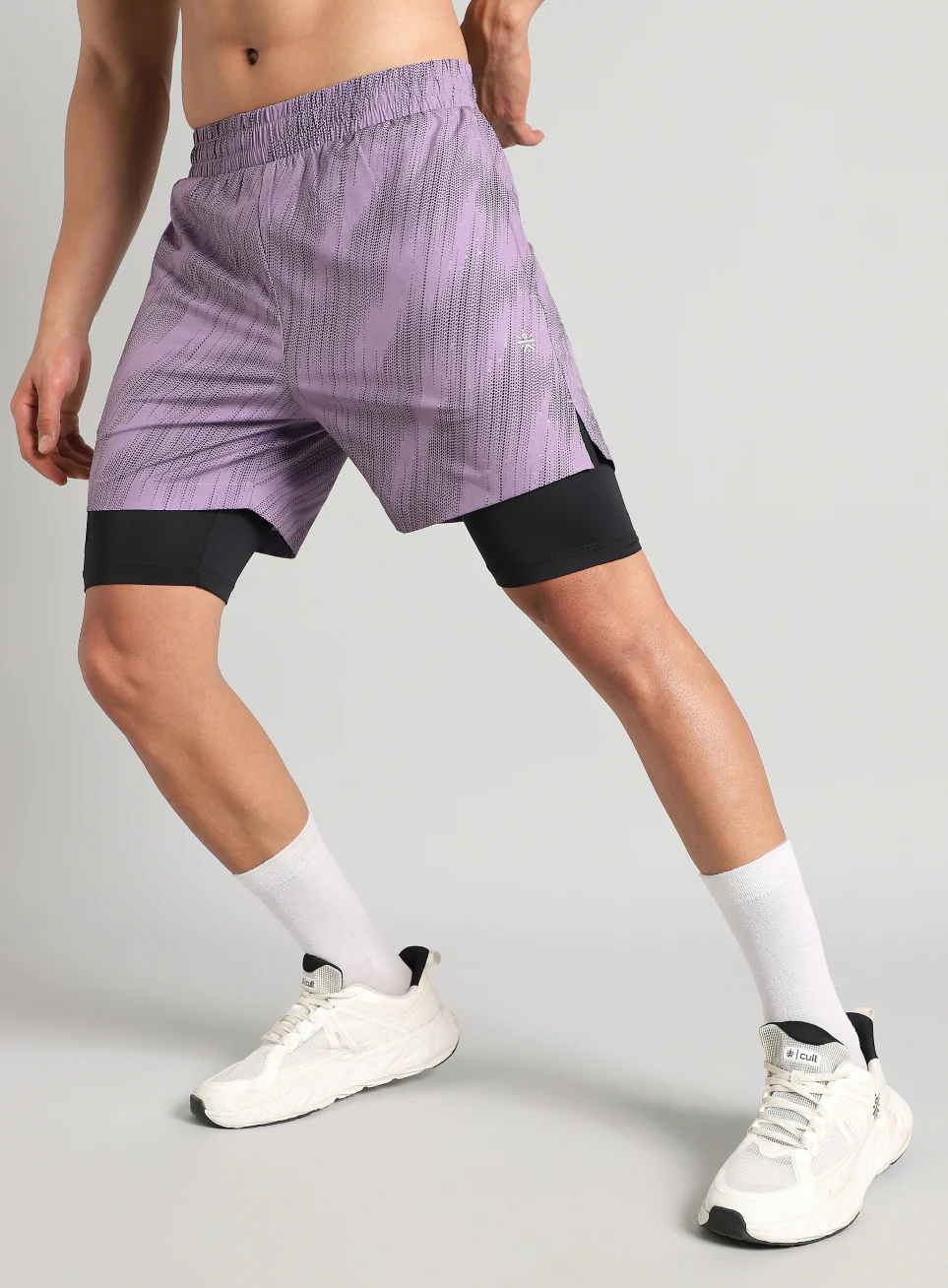 Men's Purple Urban Camo Inbuilt Tights Training Shorts