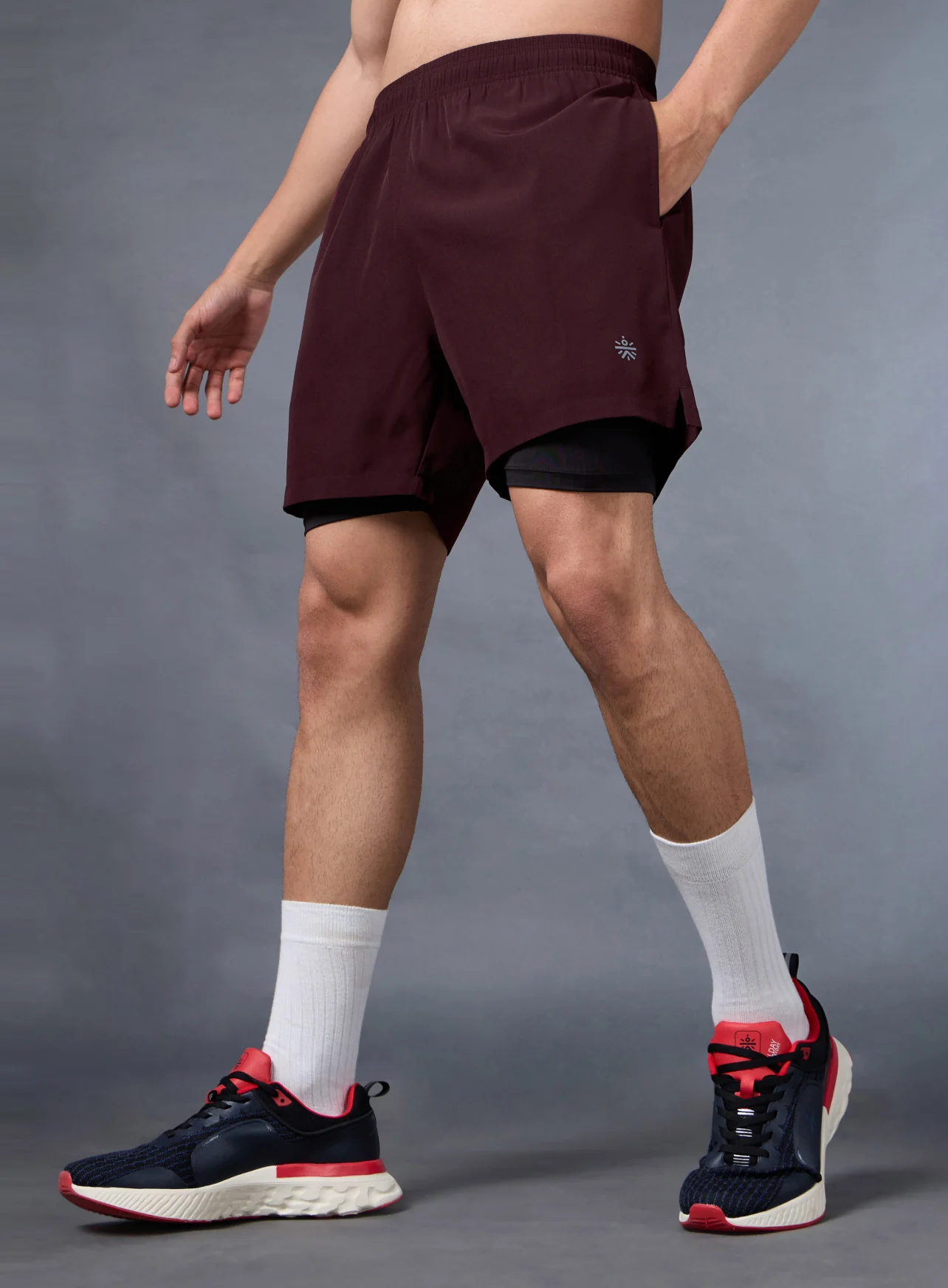 Men's Run Elevate Maroon Integrated Shorts