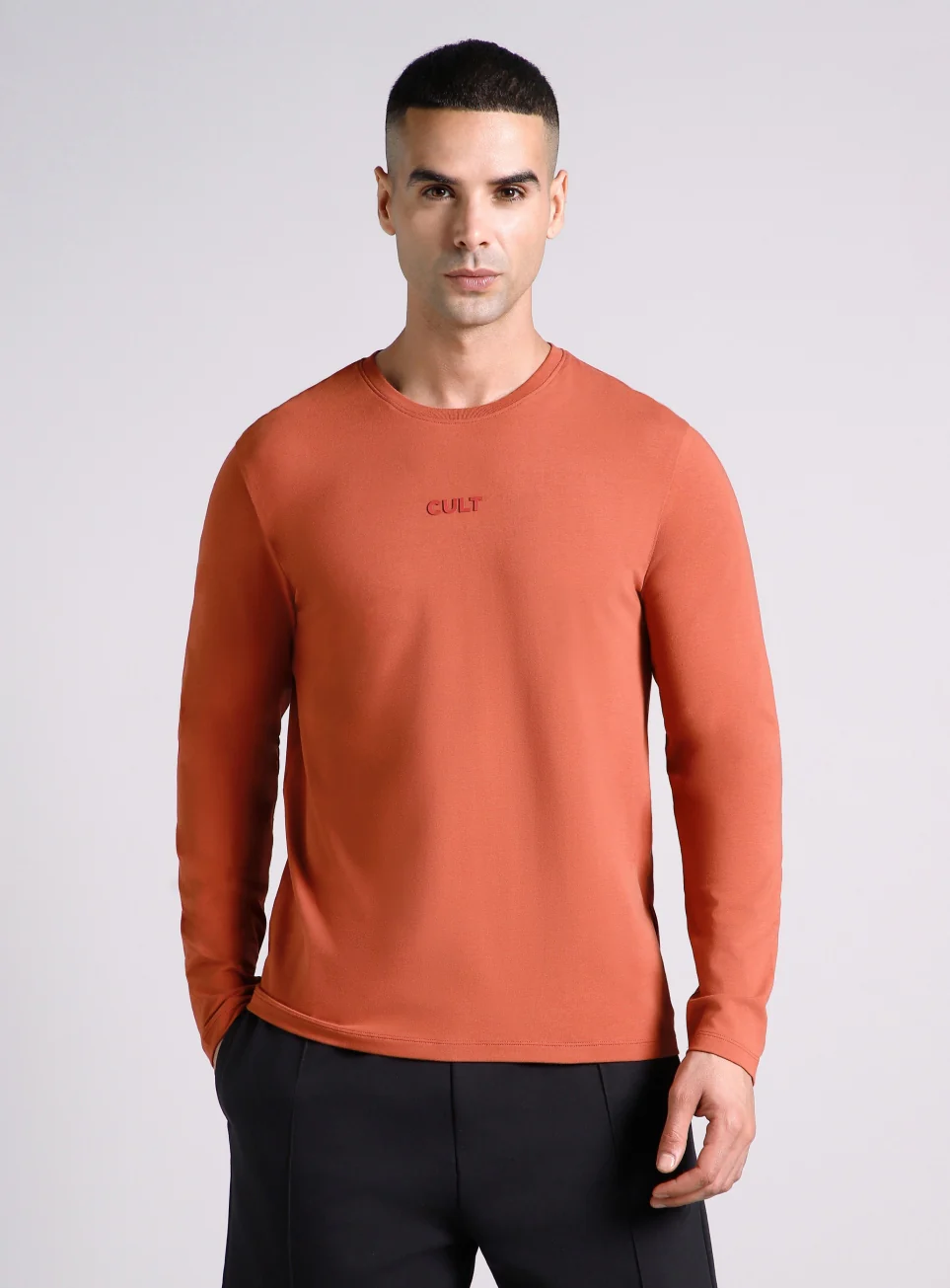 Men's Rust Essential Regular Fit Full Sleeve T-shirt - Image 4