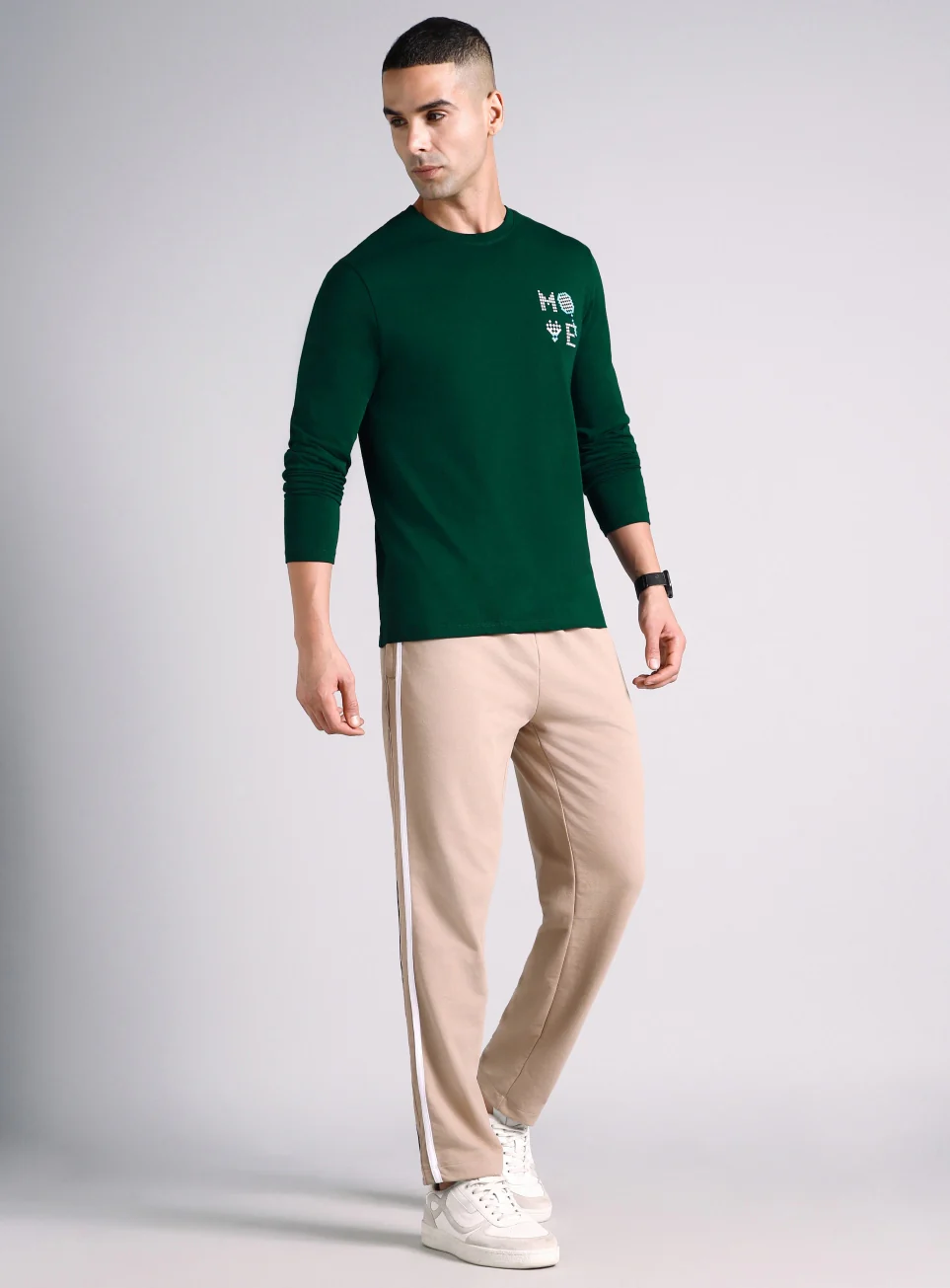 Men's Sea Green Courtside Print Full Sleeve T-shirt - Image 2