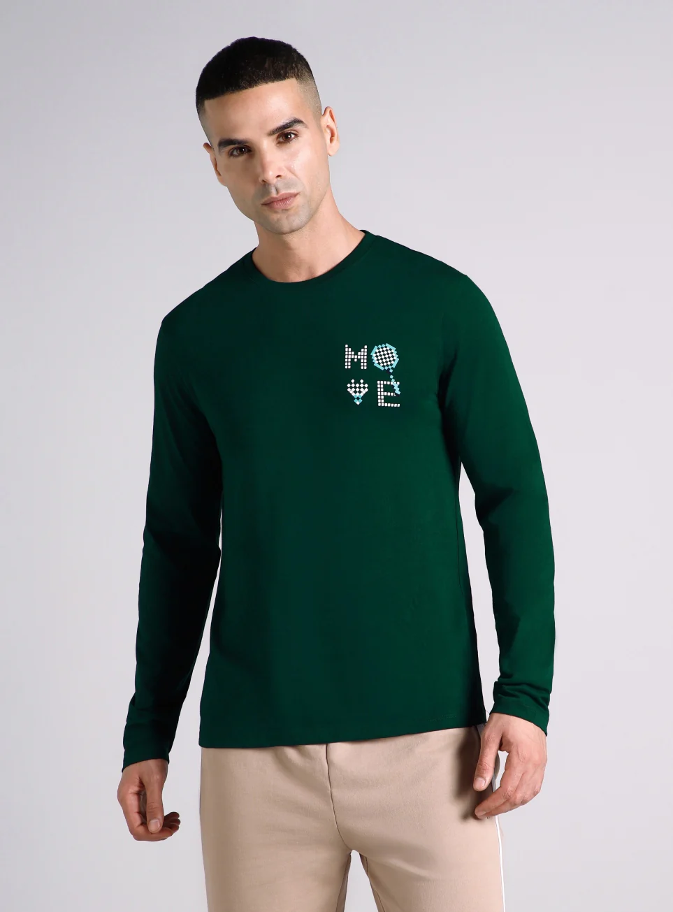Men's Sea Green Courtside Print Full Sleeve T-shirt - Image 4