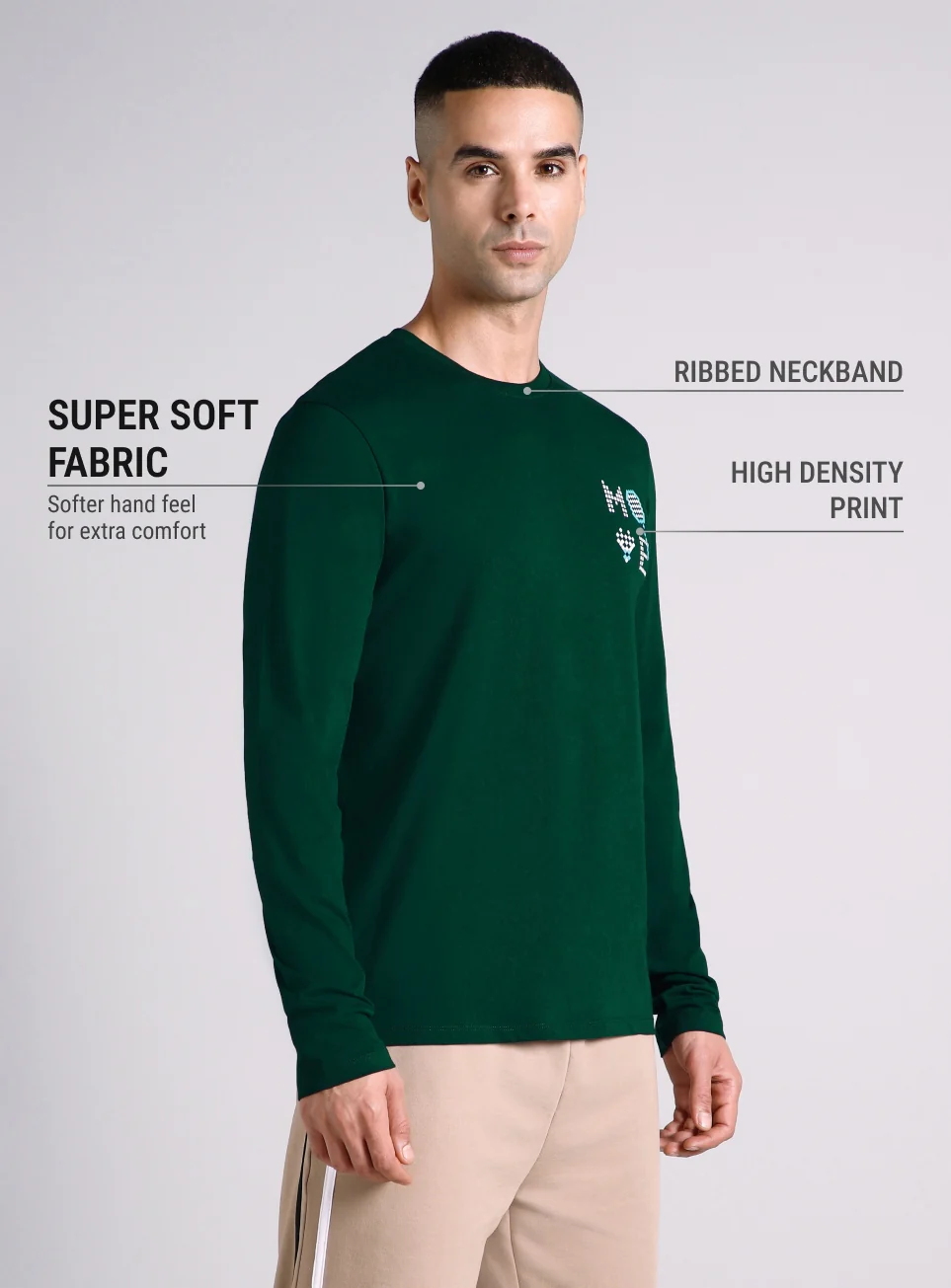 Men's Sea Green Courtside Print Full Sleeve T-shirt - Image 5