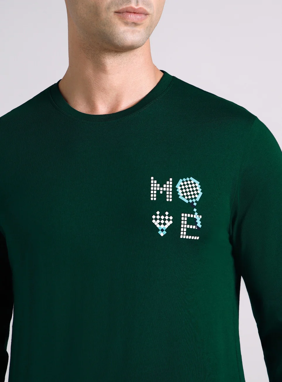 Men's Sea Green Courtside Print Full Sleeve T-shirt - Image 7