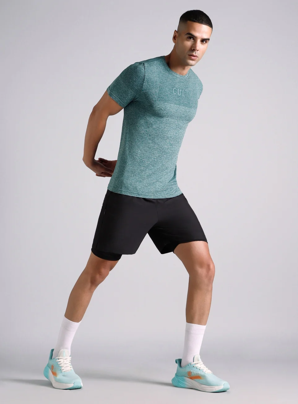 Men's Teal Contour Seamless T-shirt - Image 2