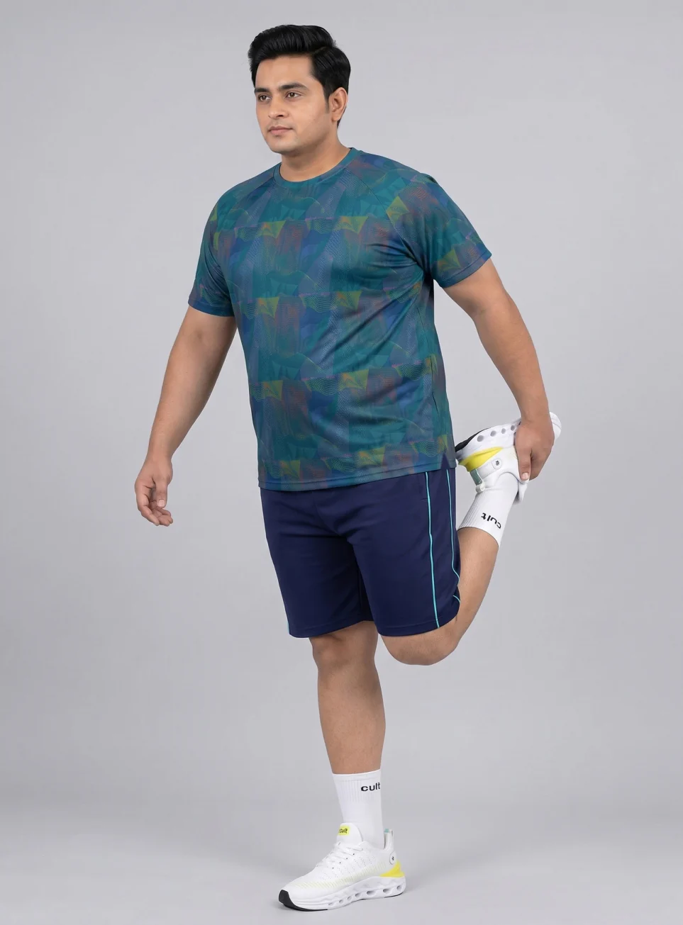Men's Teal High Energy Line Training Plus Size T-shirt - Image 3