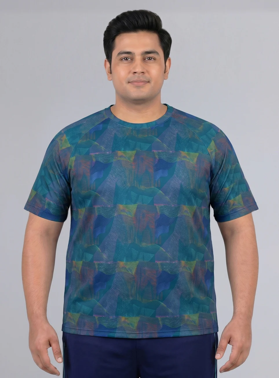 Men's Teal High Energy Line Training Plus Size T-shirt - Image 4