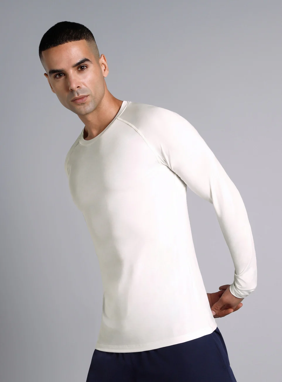 Men's White Base Layer Run Full Sleeve T-shirt