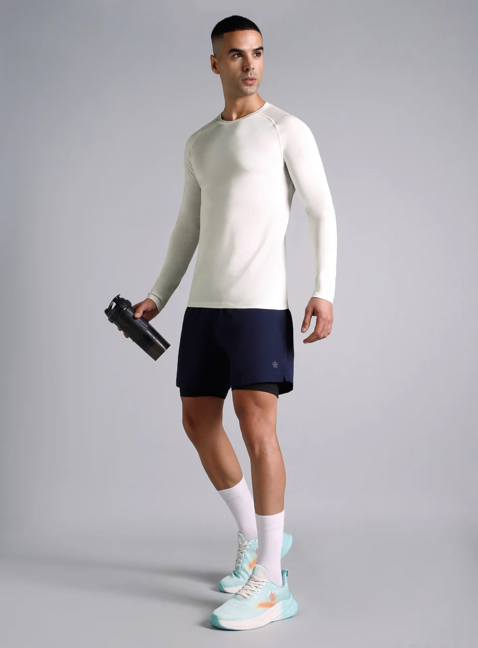 Men's White Base Layer Run Full Sleeve T-shirt - Image 3