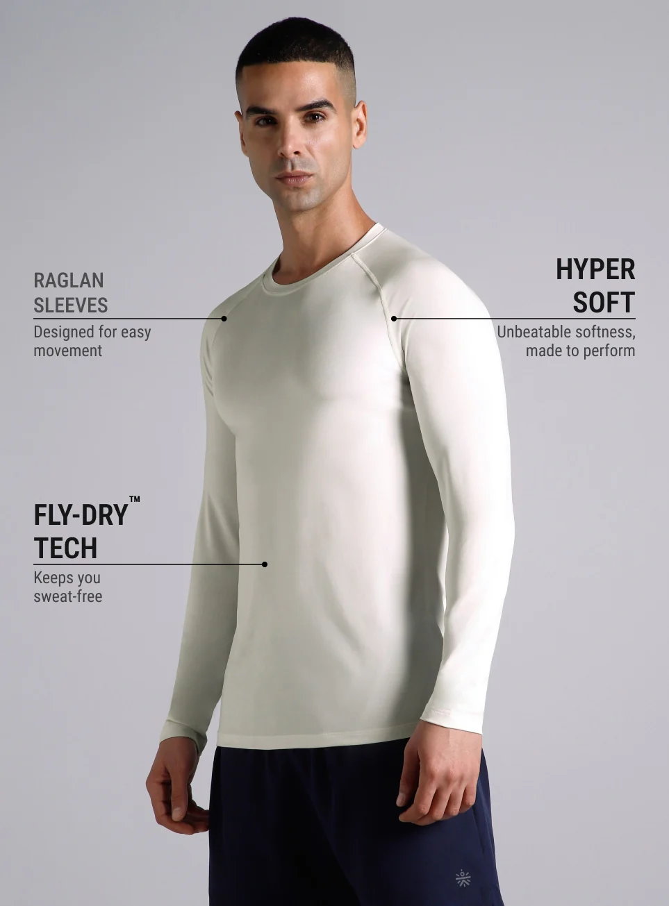 Men's White Base Layer Run Full Sleeve T-shirt - Image 5