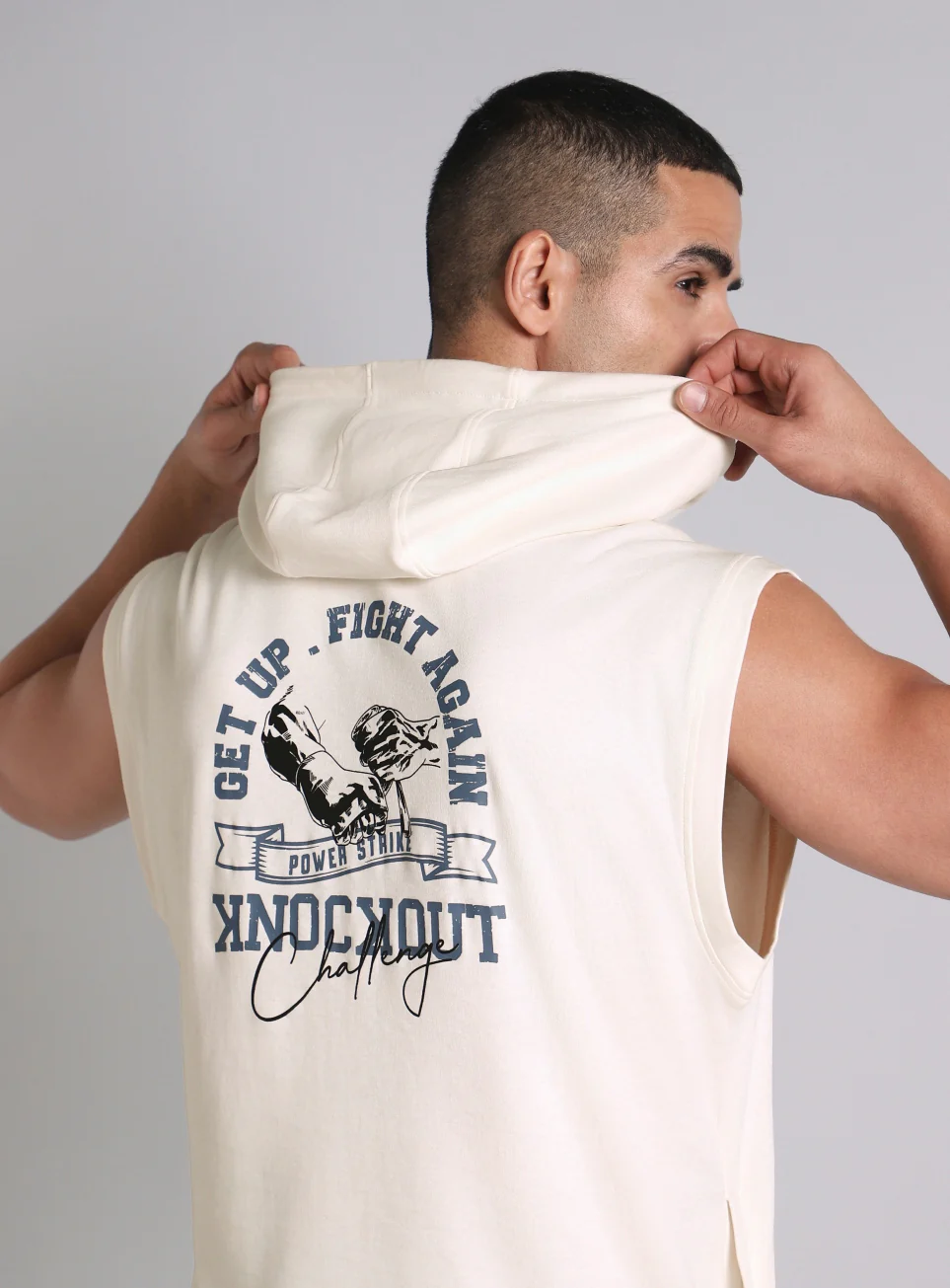 Men's White Fight Combat Hoodie Tank - Image 10