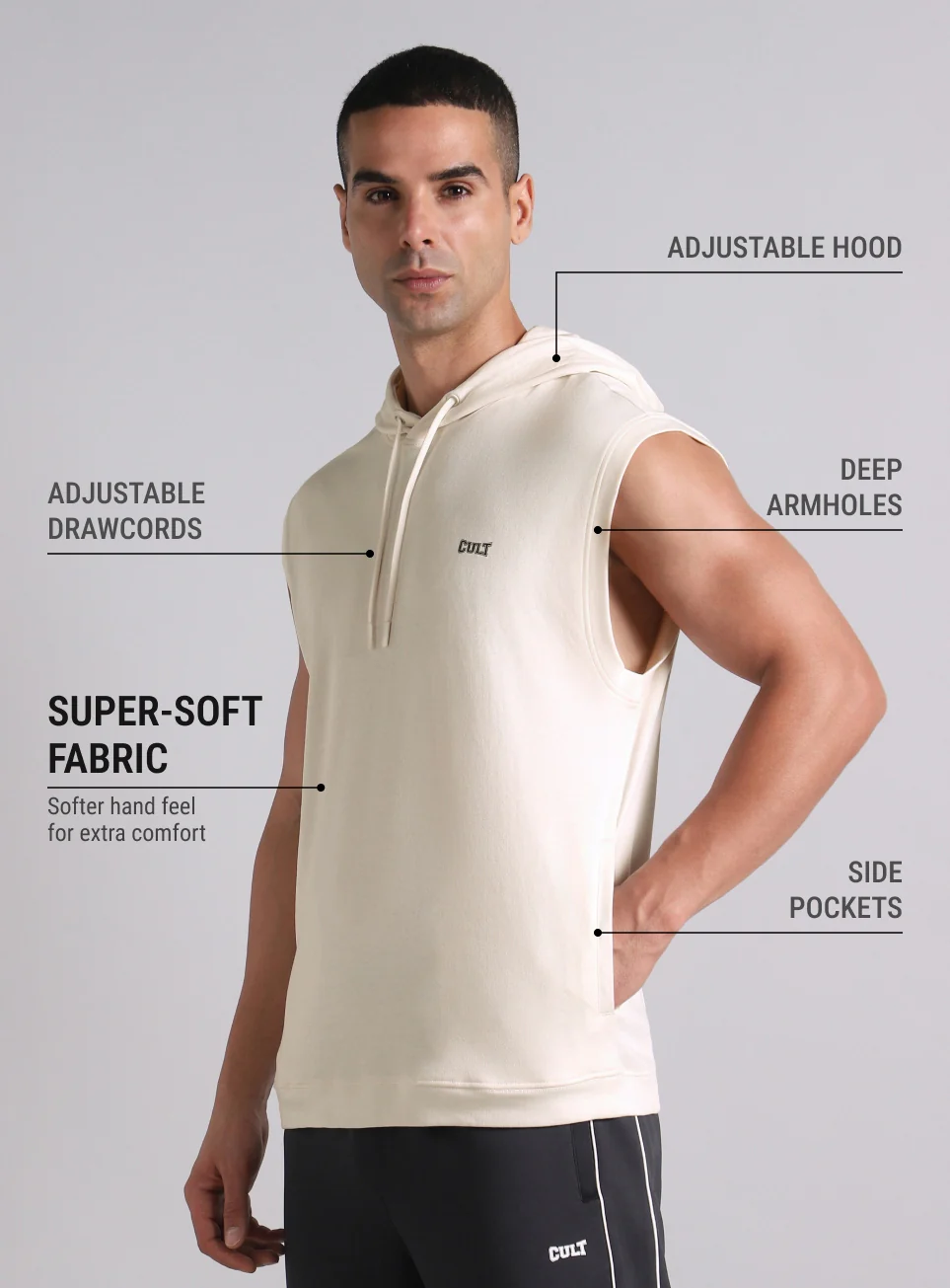 Men's White Fight Combat Hoodie Tank - Image 5