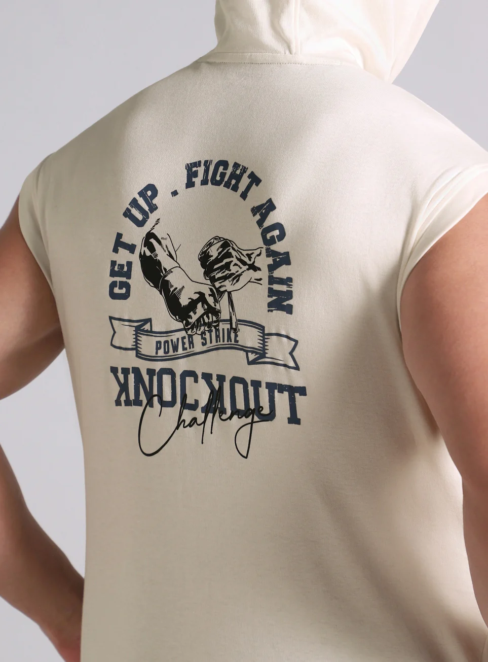 Men's White Fight Combat Hoodie Tank - Image 9