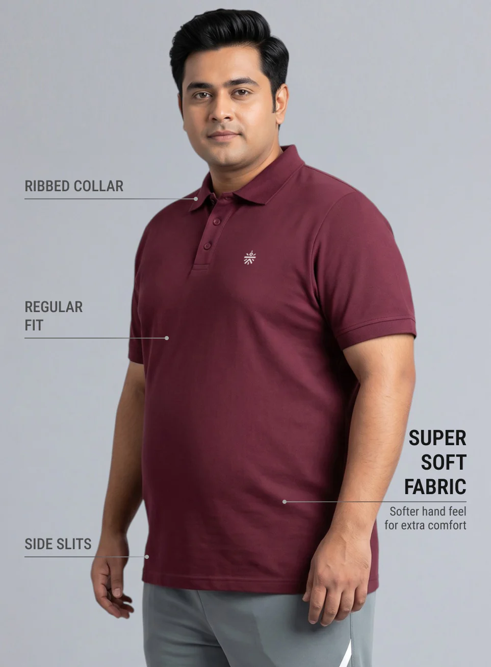 Men's Wine All Day Play Plus Size Polo T-shirt - Image 5
