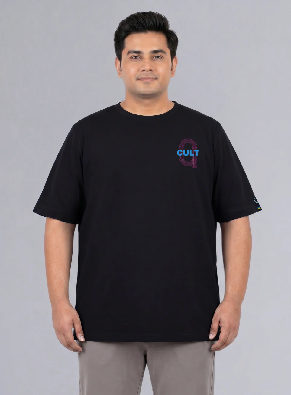 Mens Black Sporty Racertrack Plus Size T-Shirt - Image 4