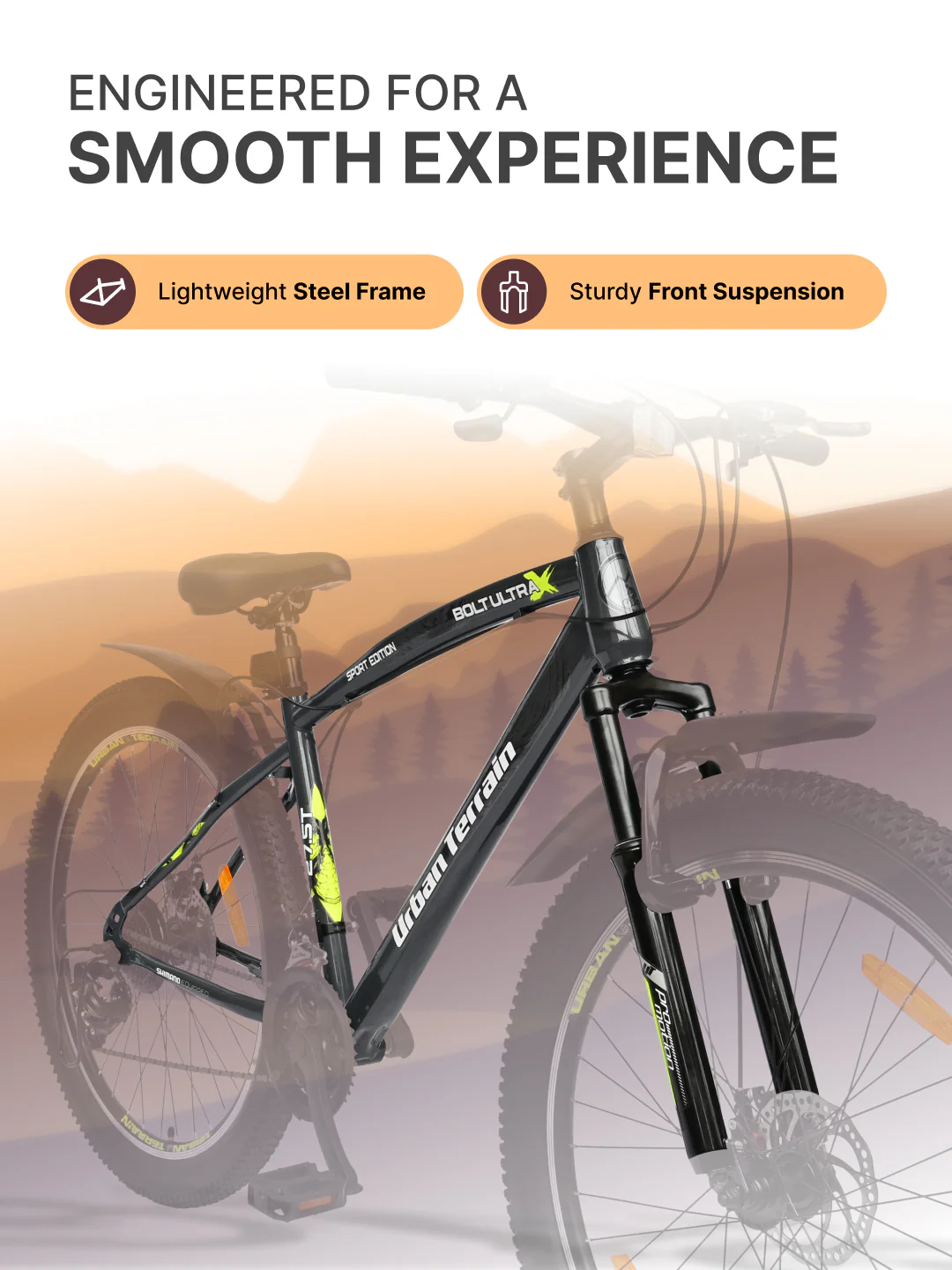 Bolt Ultra Mountain Bike Steel 21 Speed Cycle 27.5 inch Tyre, Grey With Front Suspension, Double Wall Rim and Dual Disc Brakes, Ideal For 5.2 ft to 6 ft - Image 5