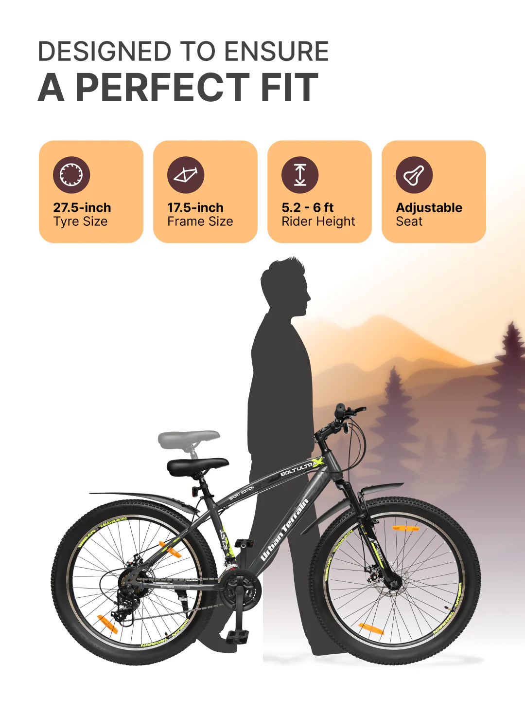 Bolt Ultra Mountain Bike Steel 21 Speed Cycle 27.5 inch Tyre, Grey With Front Suspension, Double Wall Rim and Dual Disc Brakes, Ideal For 5.2 ft to 6 ft - Image 7