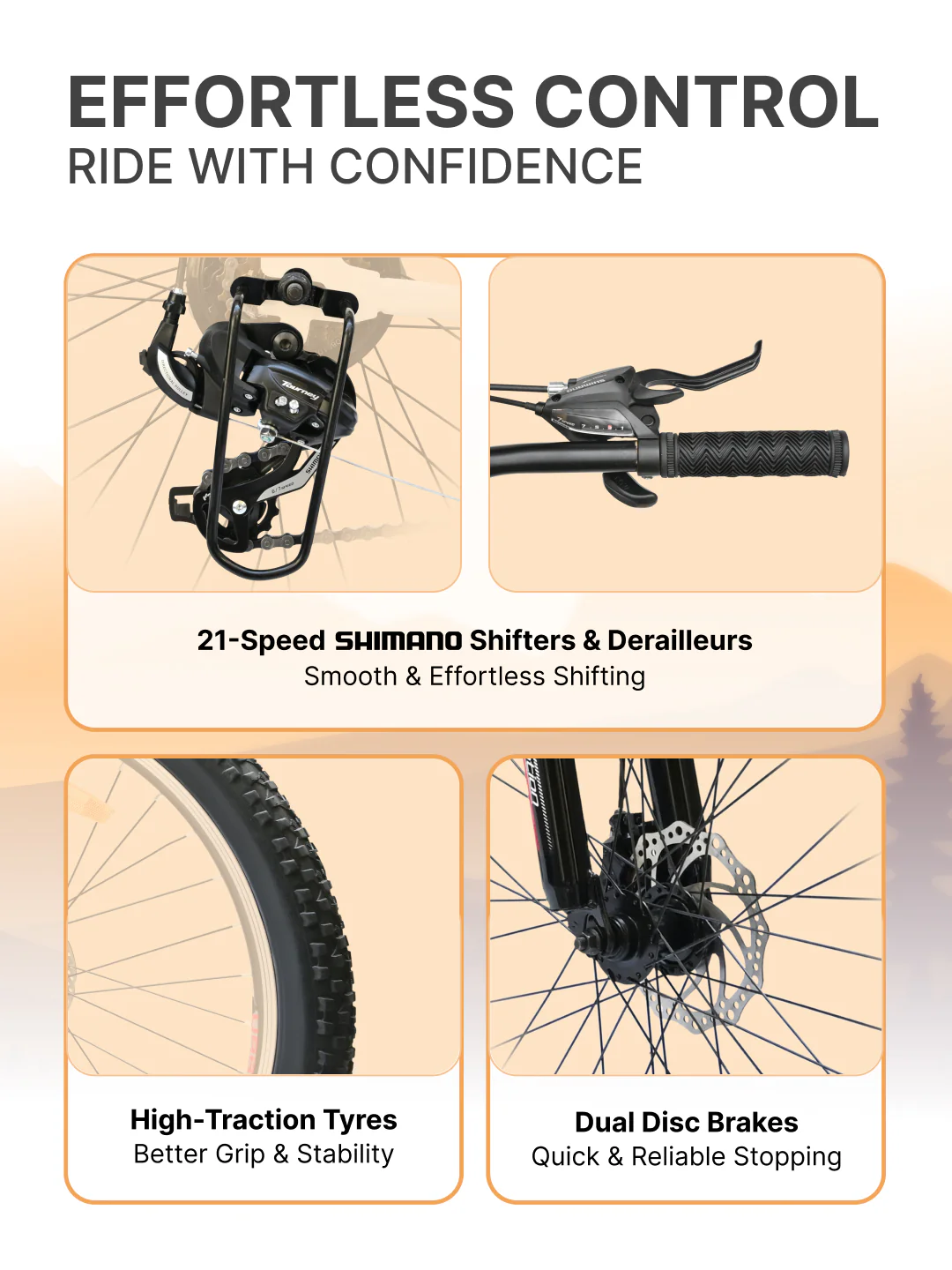 Bolt Ultra Mountain Bike Steel 21 Speed Cycle 27.5 inch Tyre, White With Front Suspension, Double Wall Rim and Dual Disc Brakes, Ideal For 5.2 ft to 6 ft - Image 4