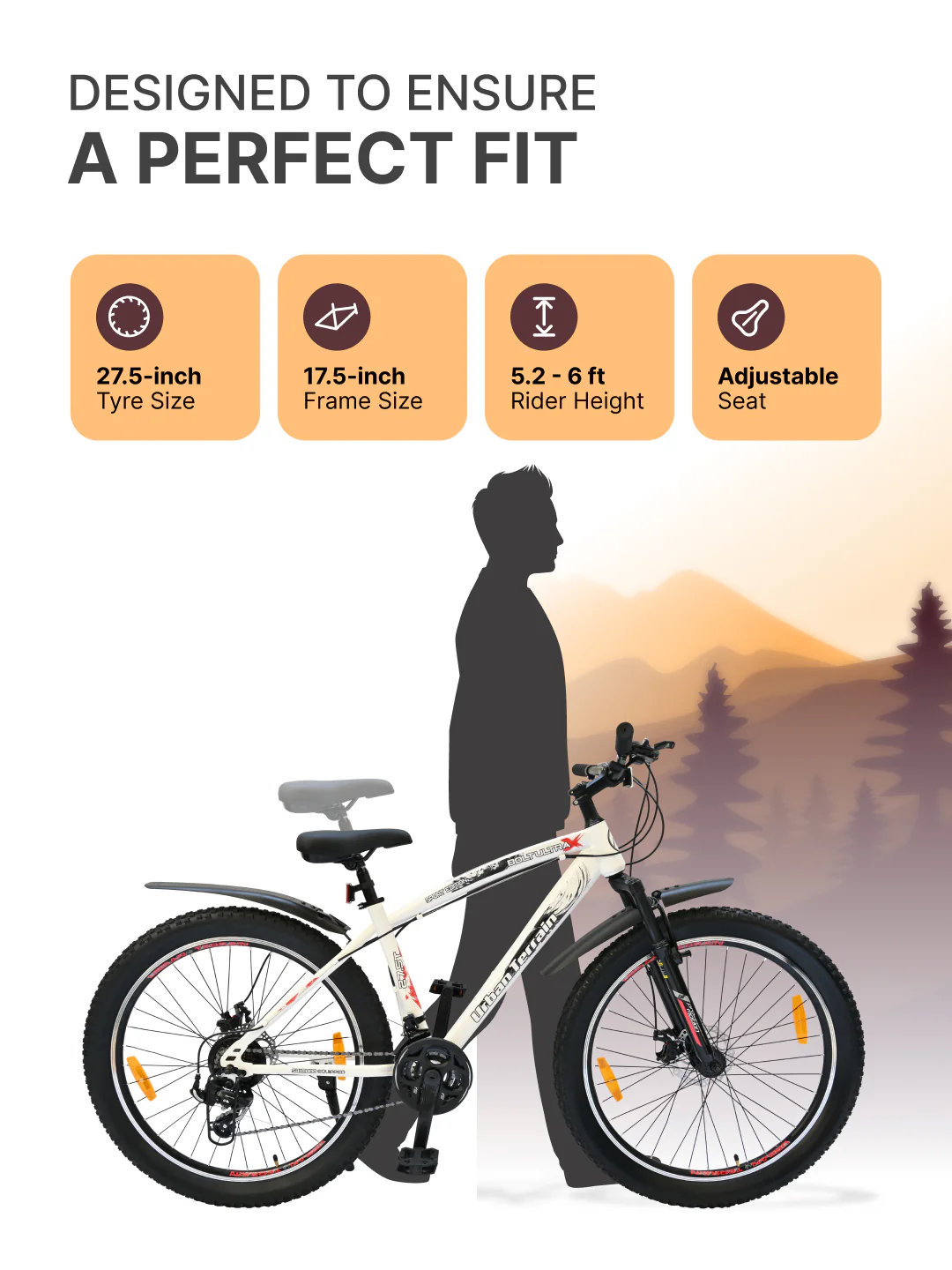 Bolt Ultra Mountain Bike Steel 21 Speed Cycle 27.5 inch Tyre, White With Front Suspension, Double Wall Rim and Dual Disc Brakes, Ideal For 5.2 ft to 6 ft - Image 7