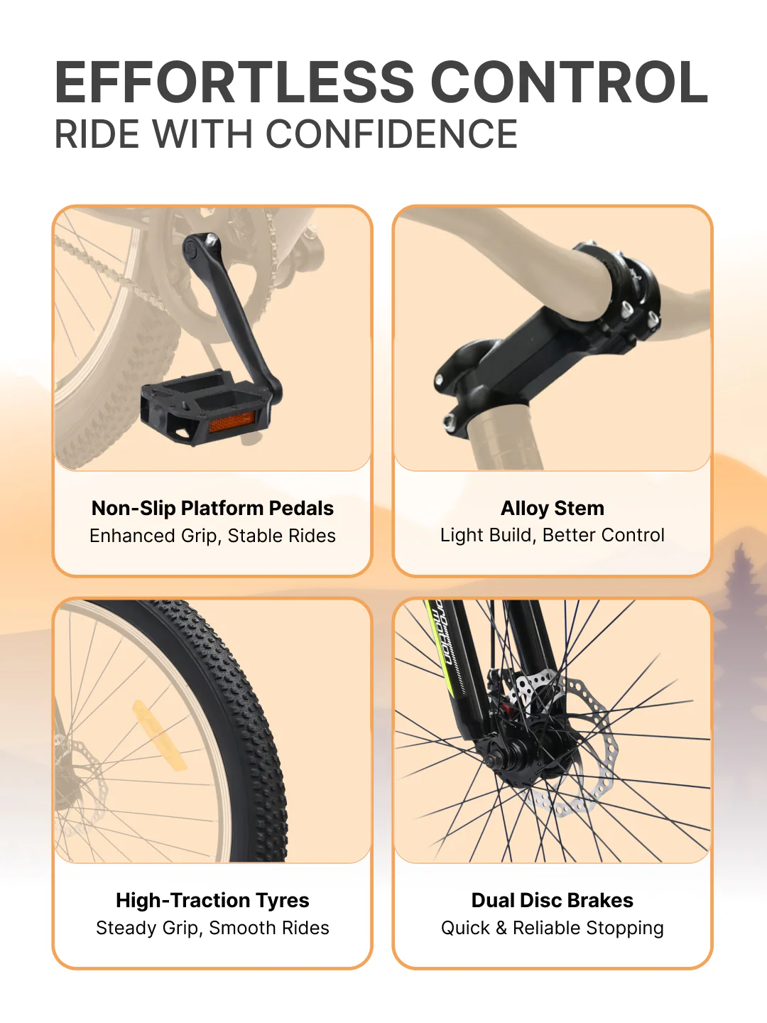 Bolt Pro Mountain Bike Steel Single Speed 27.5 inch Tyre with Dual Disc Brakes, Front Suspension, Double Wall Alloy Rim, Grey - Image 4