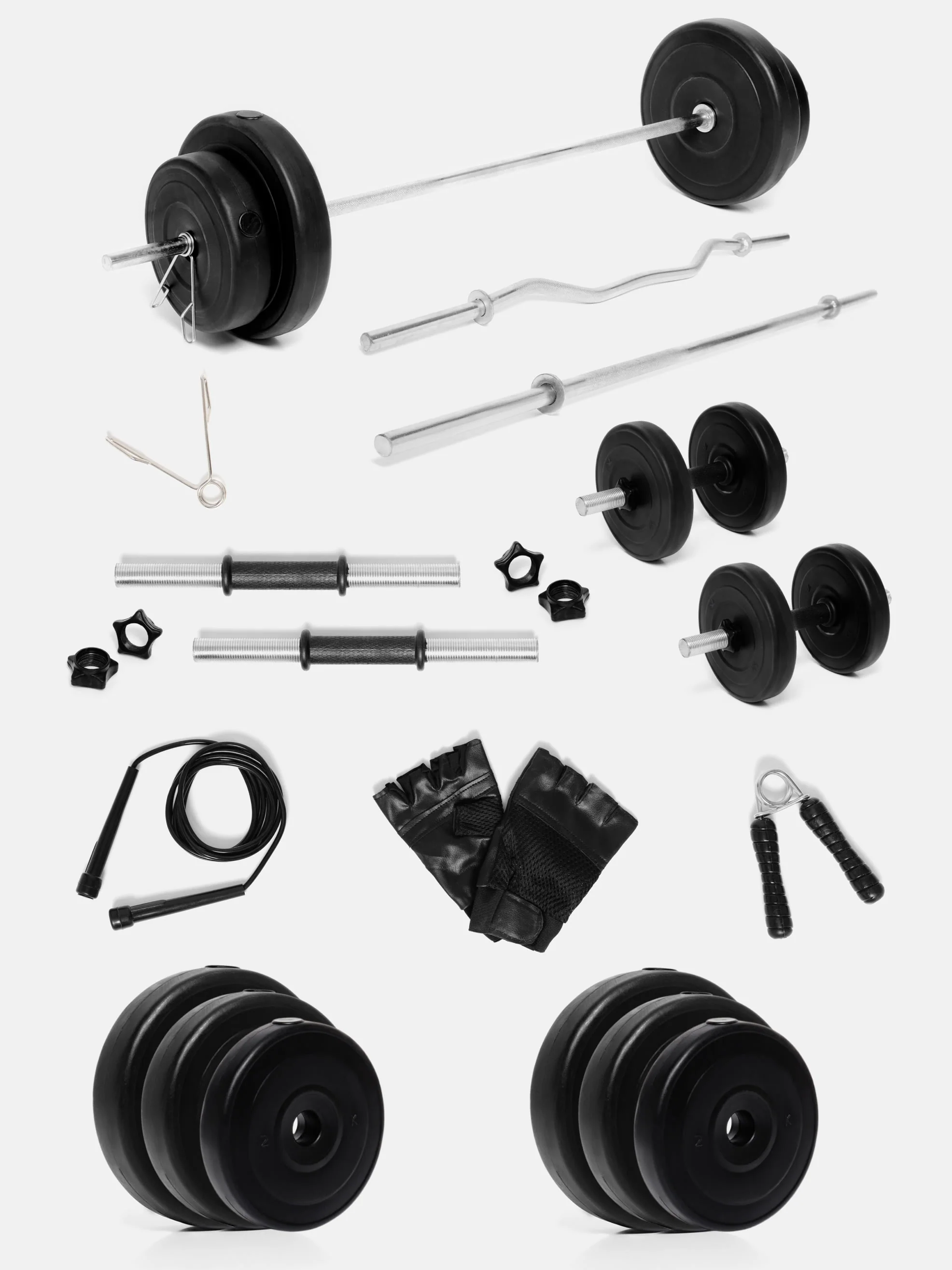 40 kg PVC Curl, Straight Rod Home Gym Combo