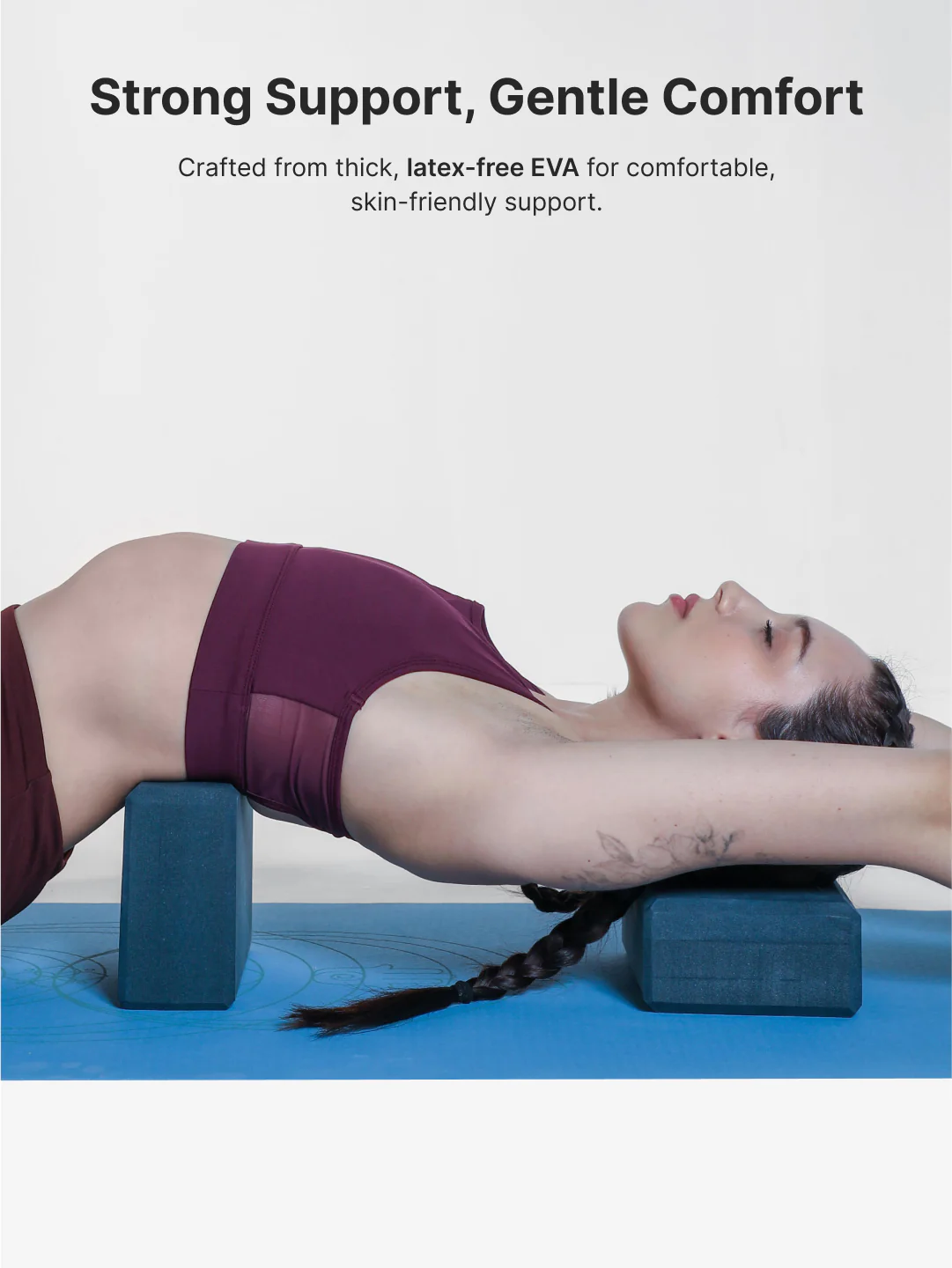Pack of 2 EVA Yoga Blocks 80mm Blue Non-Toxic, Anti-Skid & Durable - Image 4