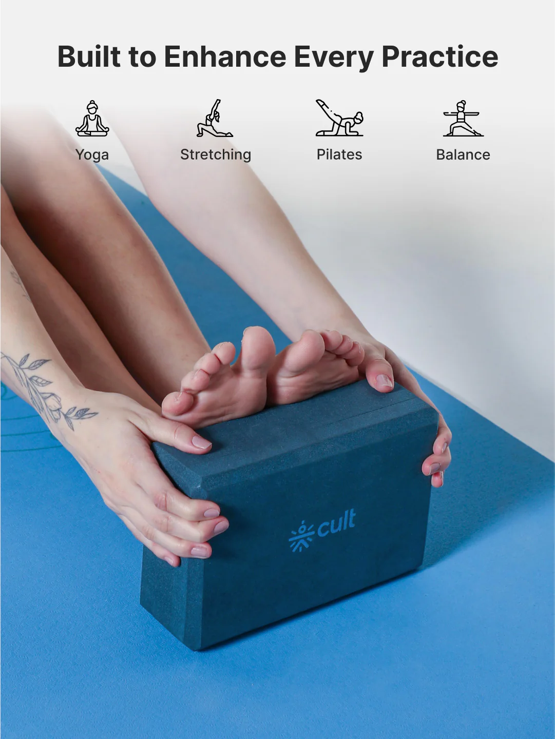 Pack of 2 EVA Yoga Blocks 80mm Blue Non-Toxic, Anti-Skid & Durable - Image 6
