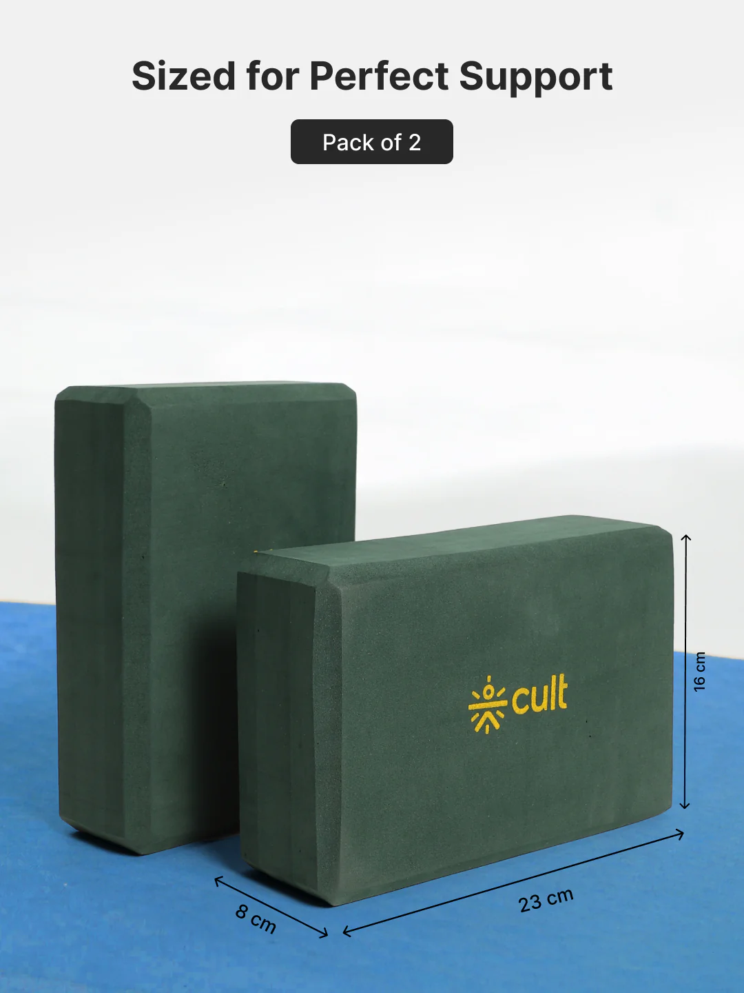 Pack of 2 EVA Yoga Blocks 80mm Green Non-Toxic, Anti-Skid & Durable - Image 7