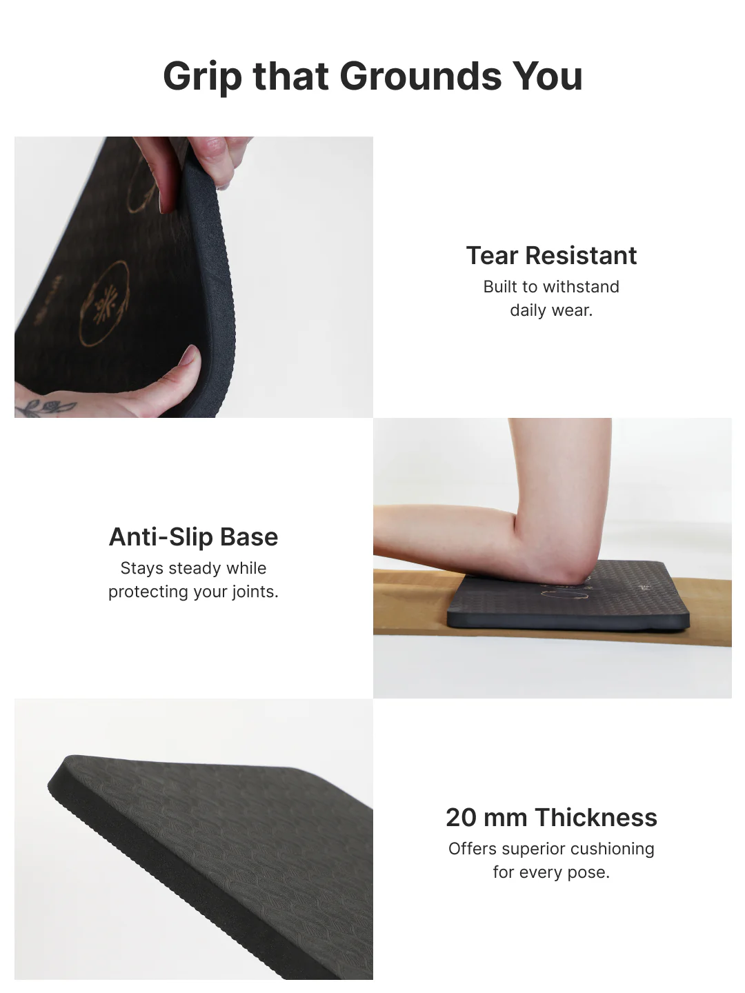 Pack of 2 EVA Yoga Knee Pads 20mm Black Non-Toxic, Anti-Skid & Durable - Image 4