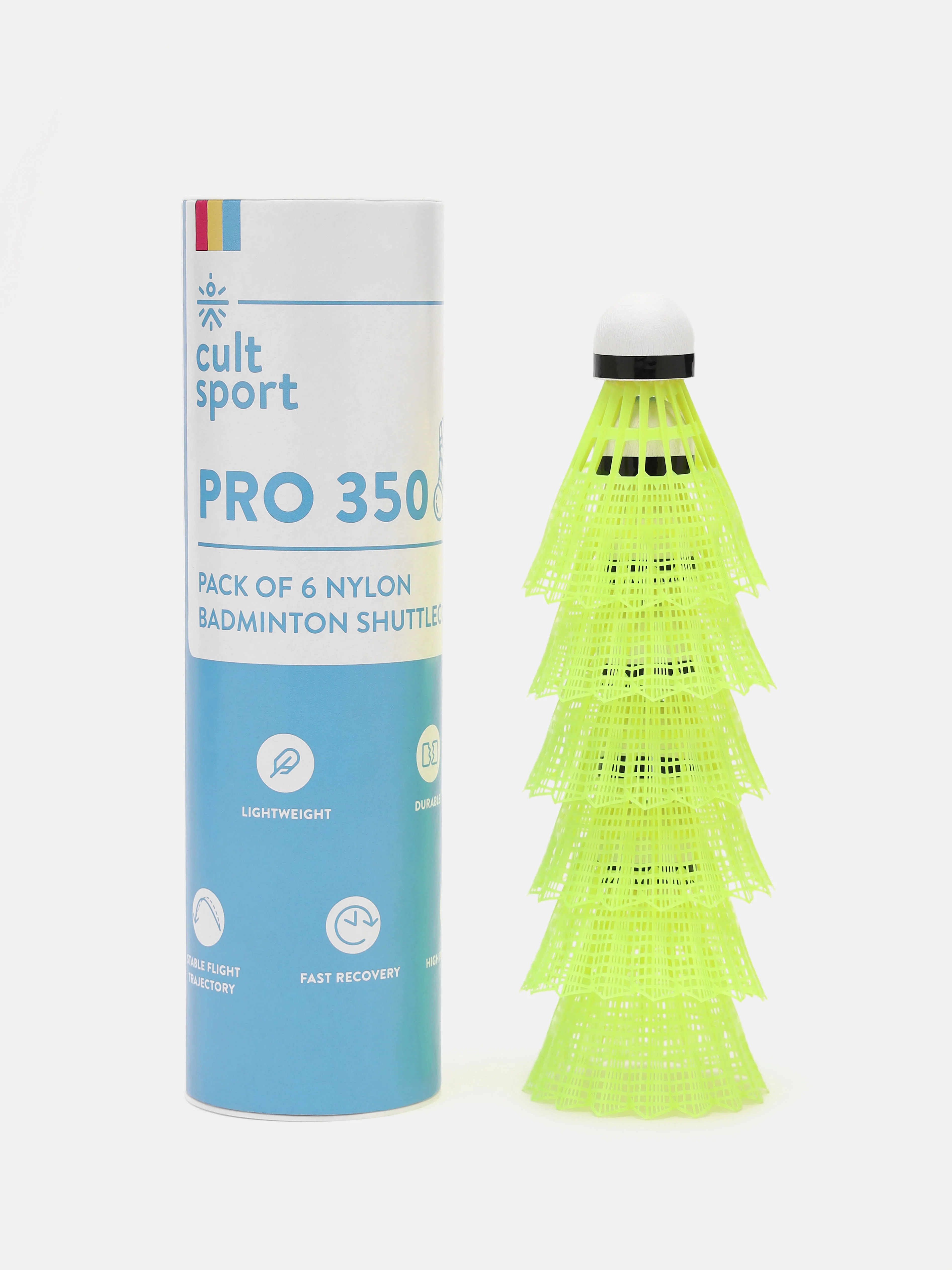 Pack of 6 Pro 350 Nylon Shuttlecocks