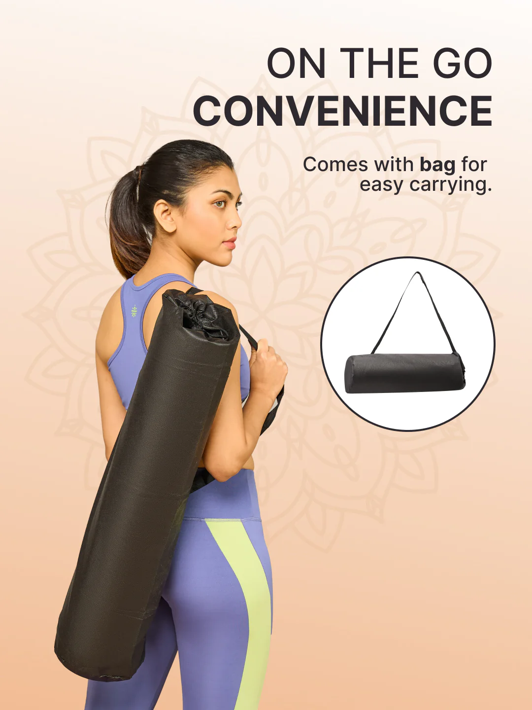 TPE Alignment Yoga Mat Blue 6mm with Carry Bag & Yoga Wheel Blue - Image 8
