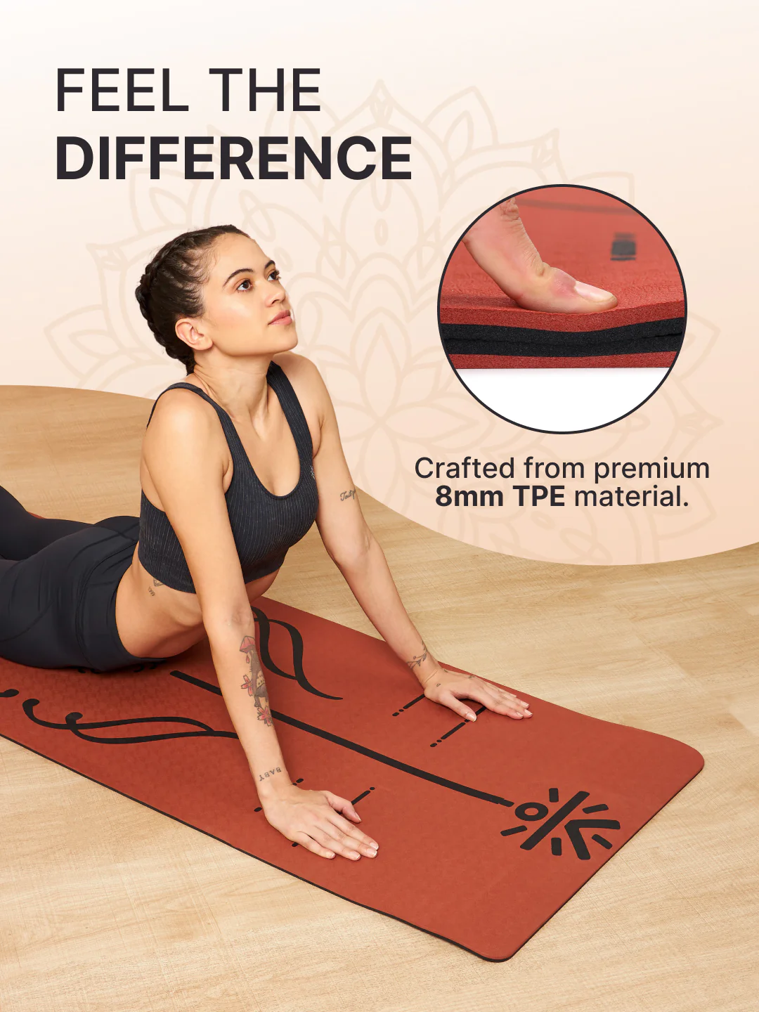 TPE Alignment 8mm Yoga Mat Brick with Carry Bag & Yoga Wheel Dark Grey & Yoga Belt Black - Image 4