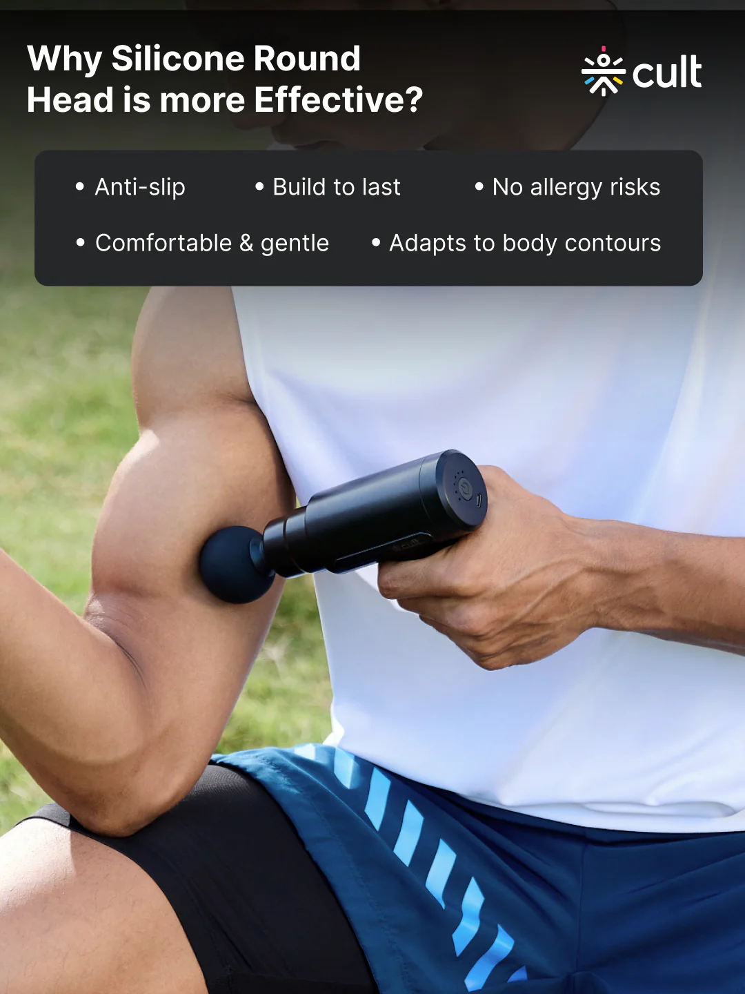 Cult Volt, Full Body Professional Gun Massager, QuietMotion Tech, Deep Tissue Percussions, upto 4 hours of battery, 6 Speed levels, Silicone head, Lightweight, Carry Pouch. - Image 5