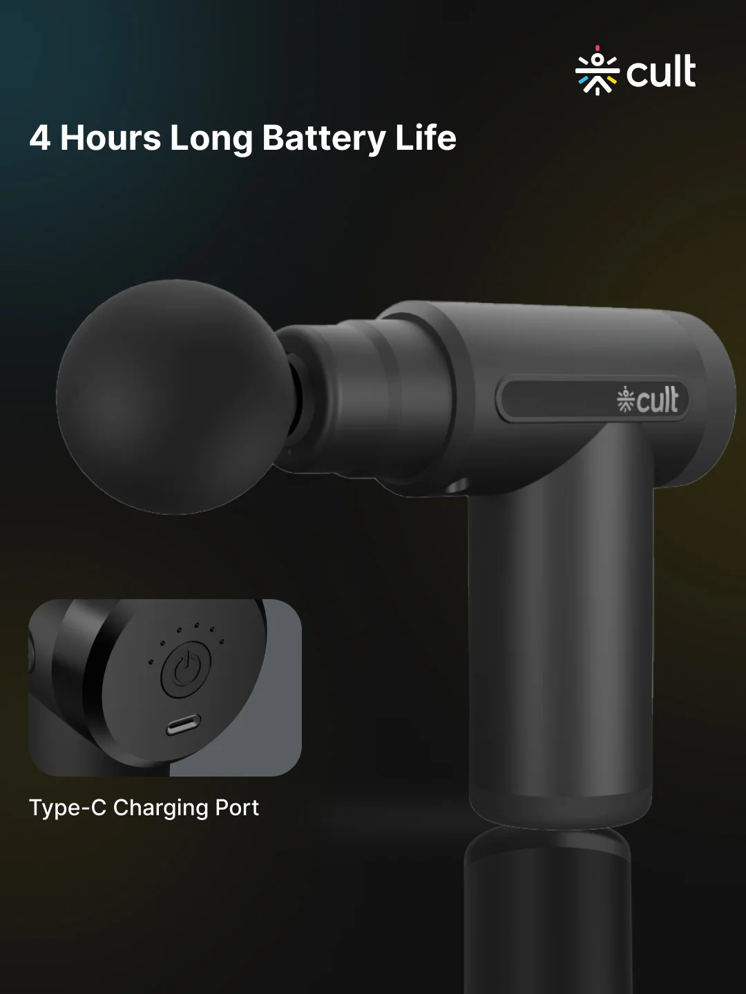 Cult Volt, Full Body Professional Gun Massager, QuietMotion Tech, Deep Tissue Percussions, upto 4 hours of battery, 6 Speed levels, Silicone head, Lightweight, Carry Pouch. - Image 6
