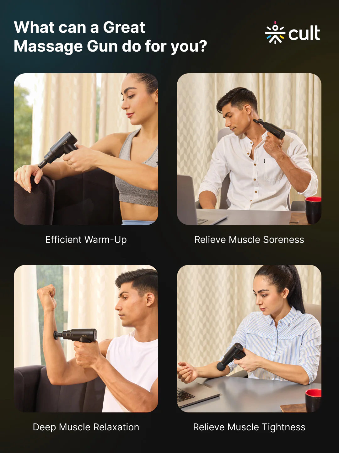 Cult Volt, Full Body Professional Gun Massager, QuietMotion Tech, Deep Tissue Percussions, upto 4 hours of battery, 6 Speed levels, Silicone head, Lightweight, Carry Pouch. - Image 7