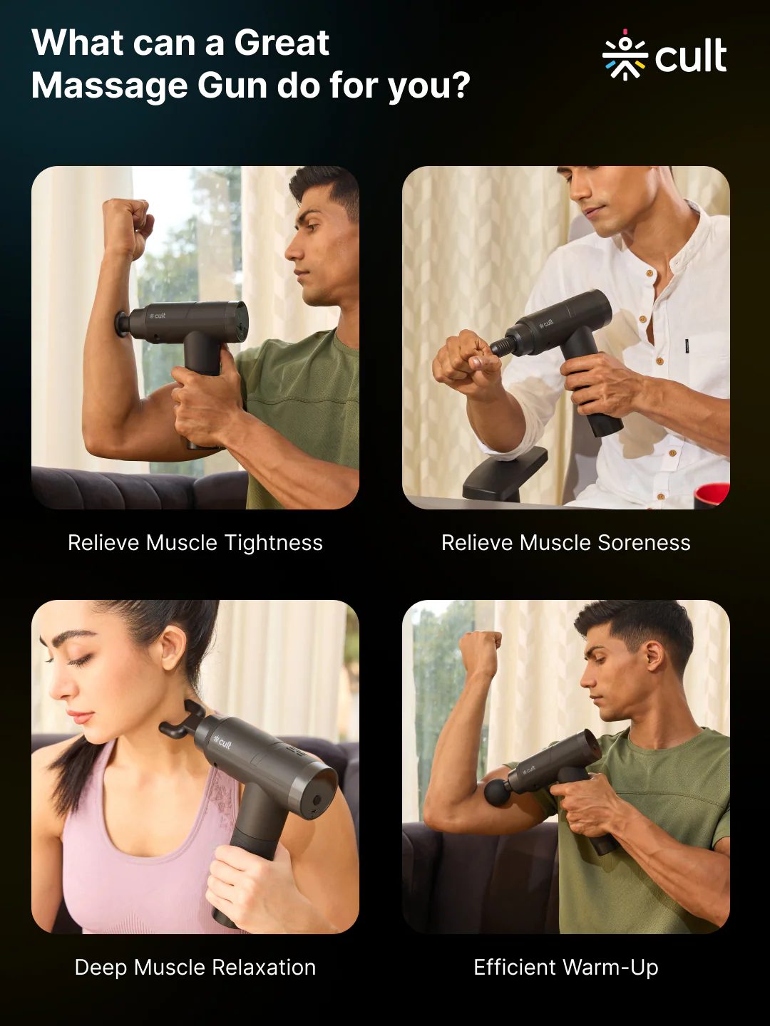 Cult Volt Pro, Full Body Professional Gun Massager, Upto 4.5 hour long battery, QuietMotion Tech, Deep Tissue Percussions, 4 Interchangeable heads, 6 Speed levels, Silicone head, Carry Pouch. - Image 8