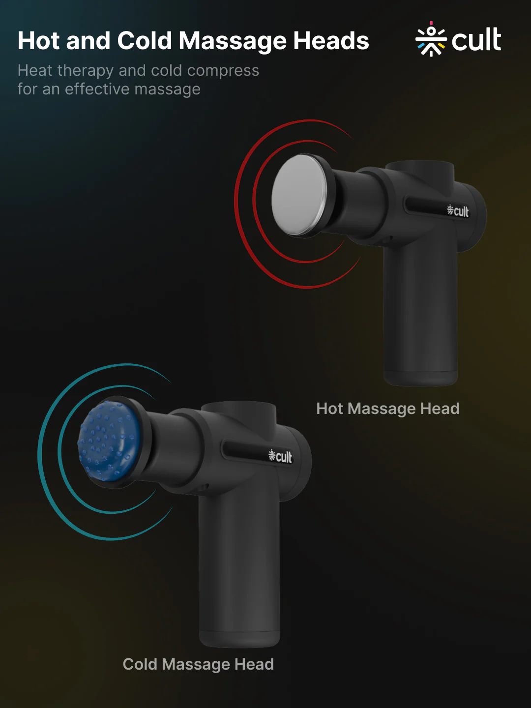 Cult Volt X, Full Body Professional Gun Massager with Hot and Cold Therapy,3 hour long battery, QuietMotion Tech, 6 Interchangeable heads, 6 Speed levels, Silicone head, Carry Pouch. - Image 3