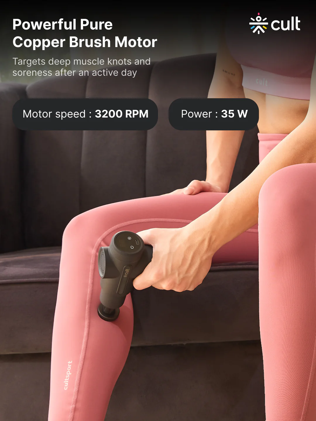 Cult Volt X, Full Body Professional Gun Massager with Hot and Cold Therapy,3 hour long battery, QuietMotion Tech, 6 Interchangeable heads, 6 Speed levels, Silicone head, Carry Pouch. - Image 4