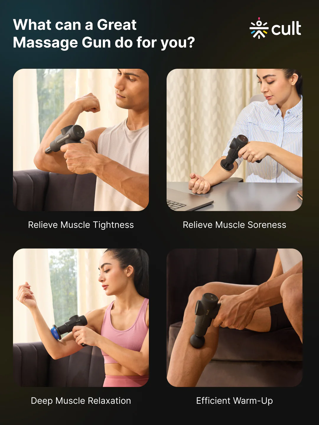 Cult Volt X, Full Body Professional Gun Massager with Hot and Cold Therapy,3 hour long battery, QuietMotion Tech, 6 Interchangeable heads, 6 Speed levels, Silicone head, Carry Pouch. - Image 8