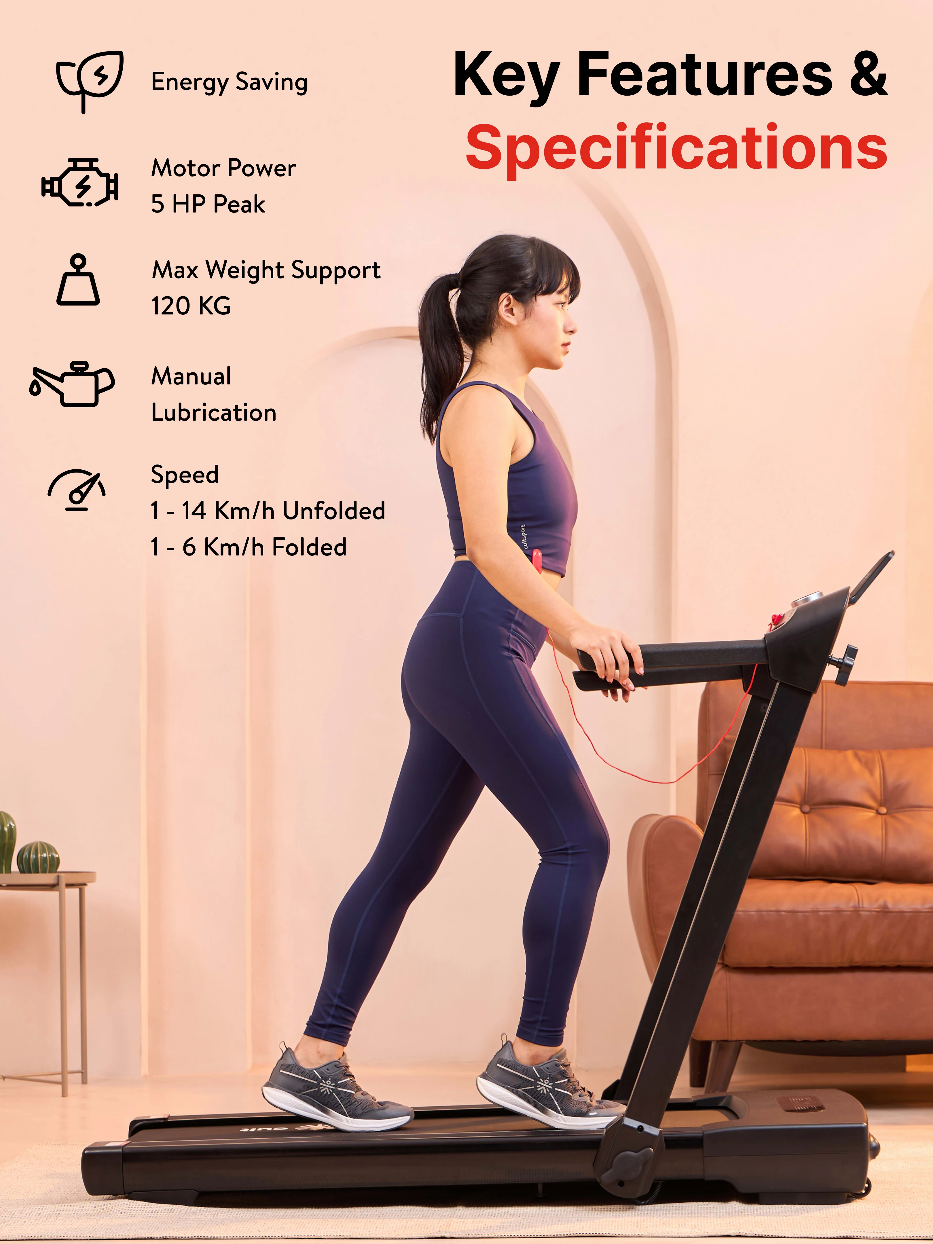 Walking pad Luxe 5HP Peak | Max Speed-14kmph | Max Weight-120kg With Remote Access | Walking Pad for Home Use (with 6 months extended warranty) - Image 2