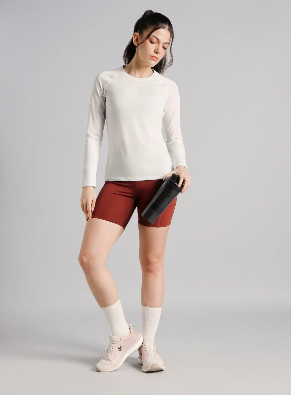 Women's Base Layer White Compression Running Top - Image 2
