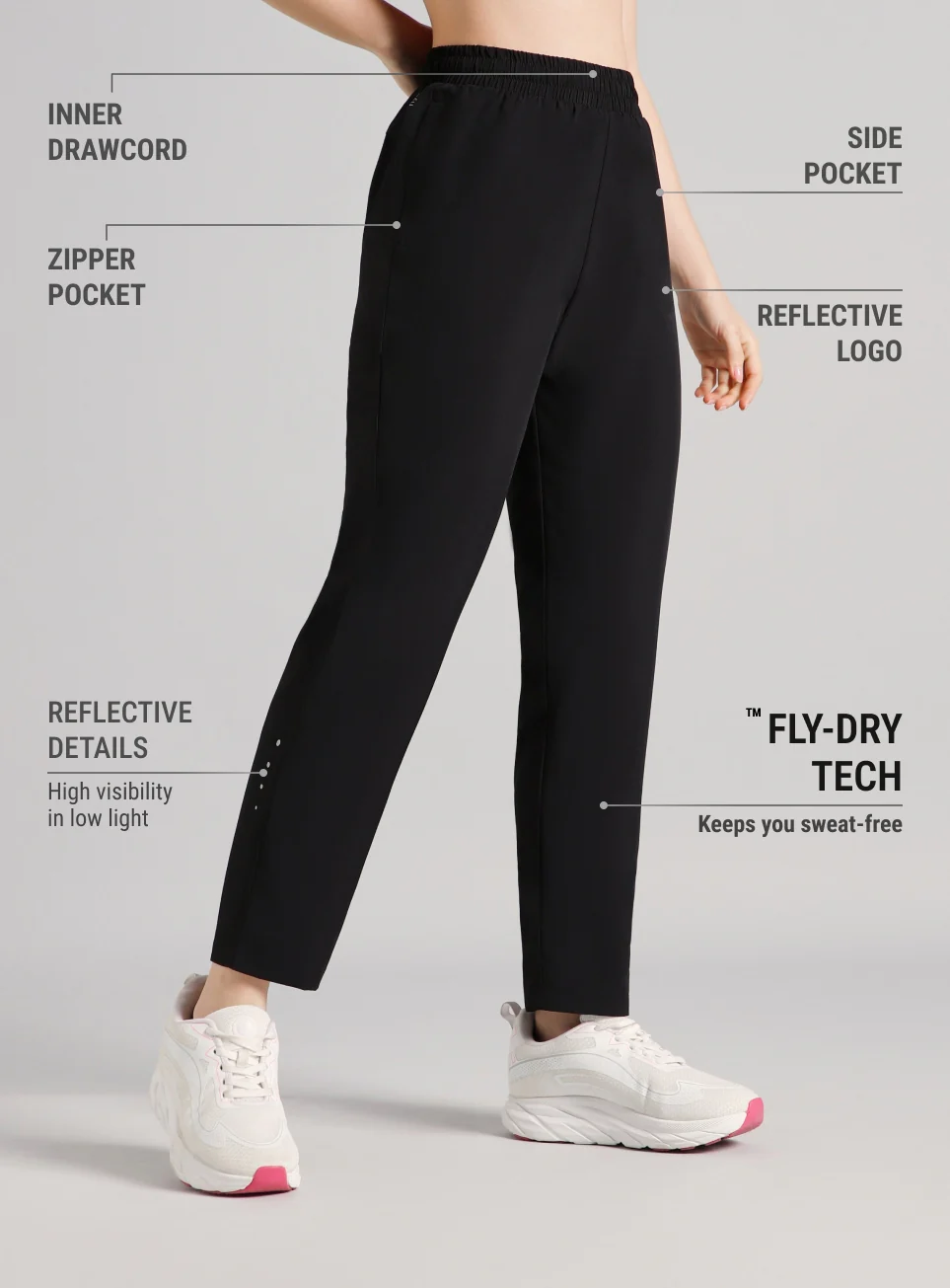 Women's Black After Dark Running Trackpants - Image 5