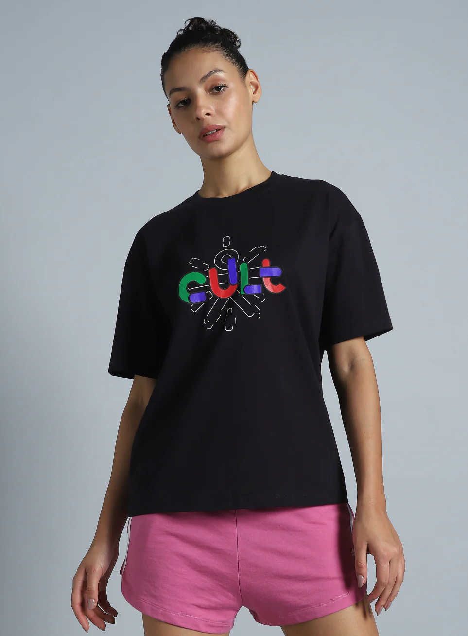 Women's Black Brand Carrier Relaxed Fit T-shirt