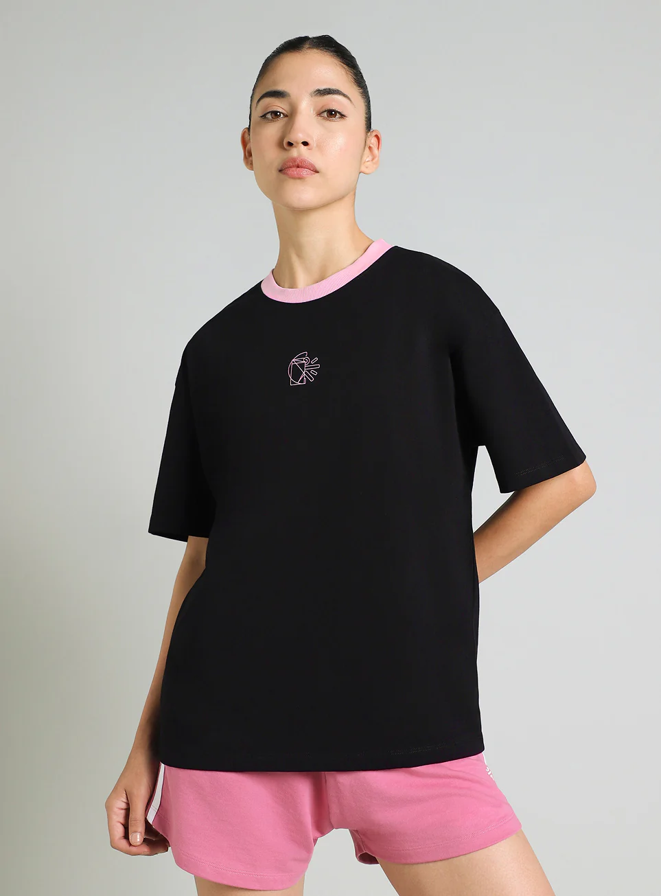 Women's Black Cult Logomania Print Oversized Fit T-shirt