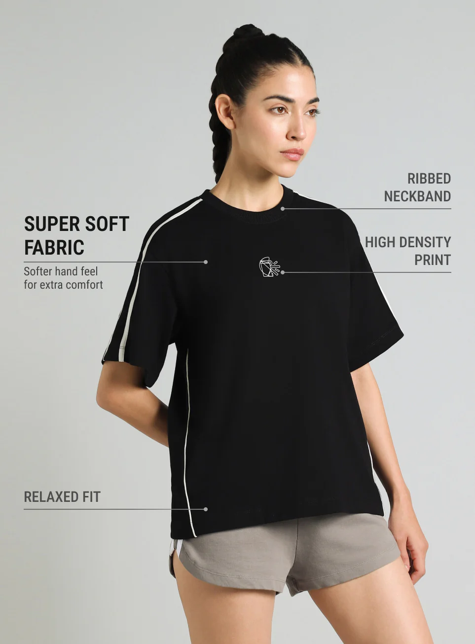 Women's Black Cult Logomania Print Relaxed Fit T-shirt - Image 5