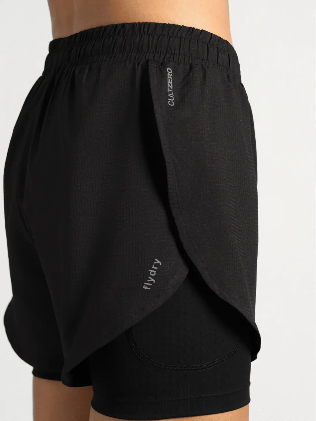 Women's Black Cult Zero Strider Shorts with Inner Shorts - Image 9
