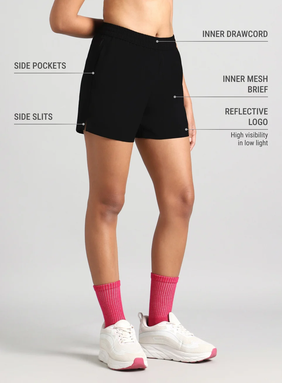 Women's Black Elevated Run Shorts - Image 5