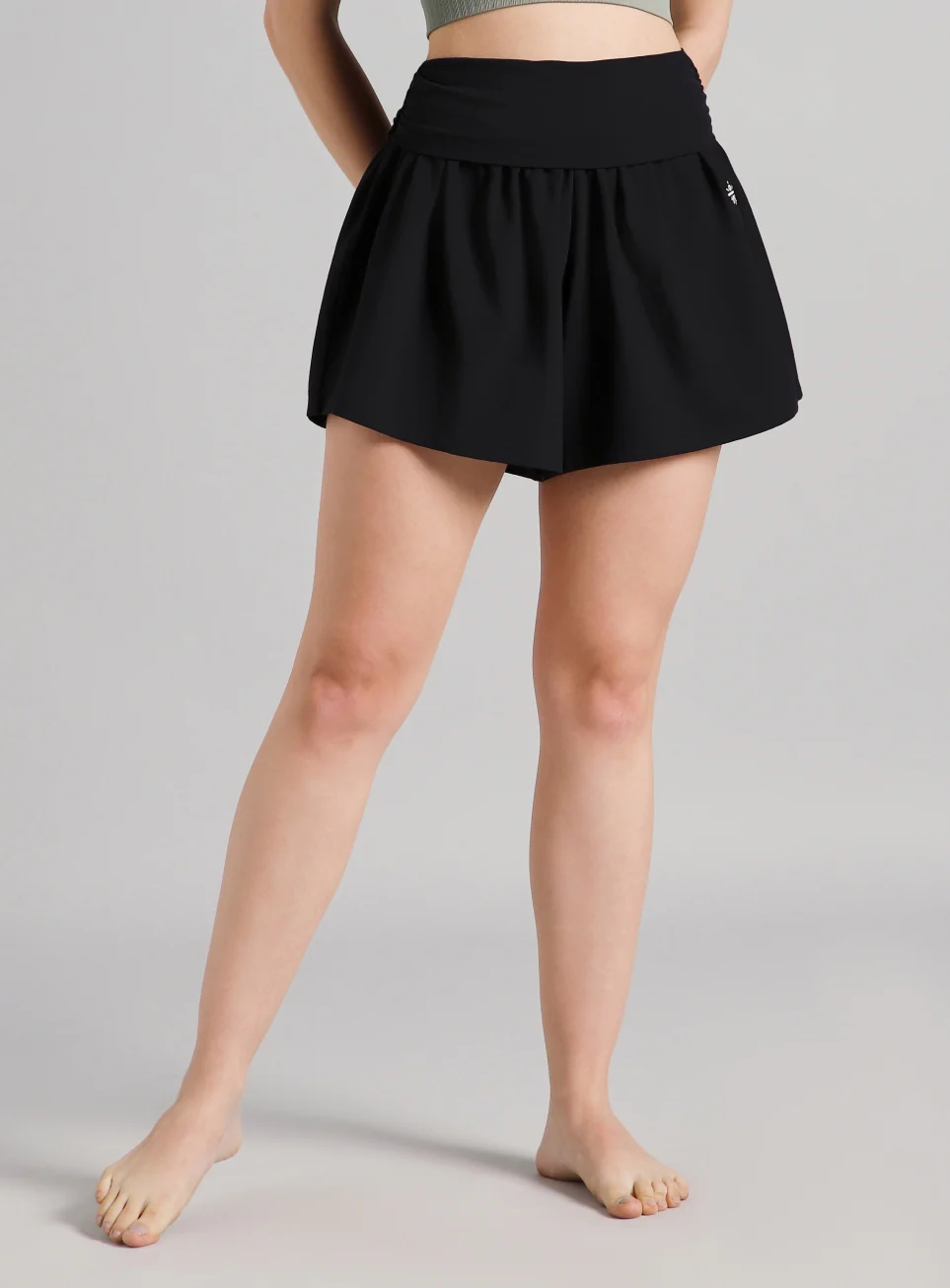 Women's Black Flow Form Yoga Shorts - Image 4