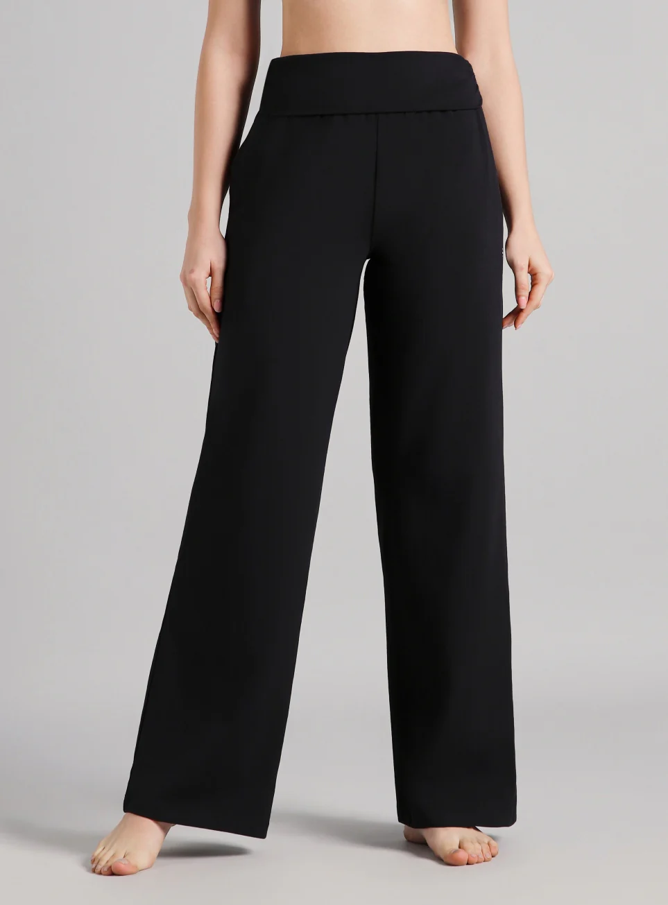 Women's Black Flow Form Yoga Wde Leg Pants - Image 4