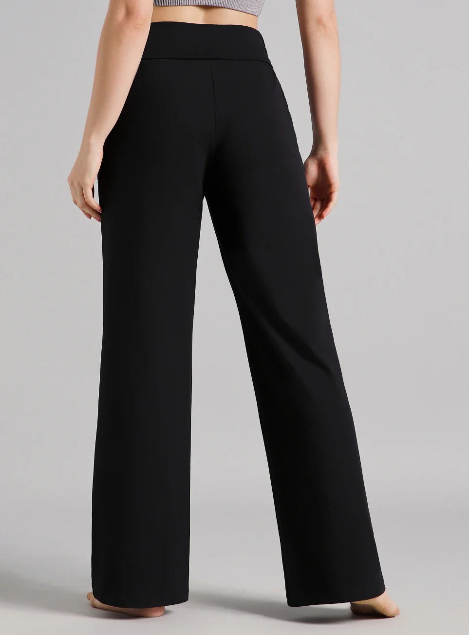 Women's Black Flow Form Yoga Wde Leg Pants - Image 6