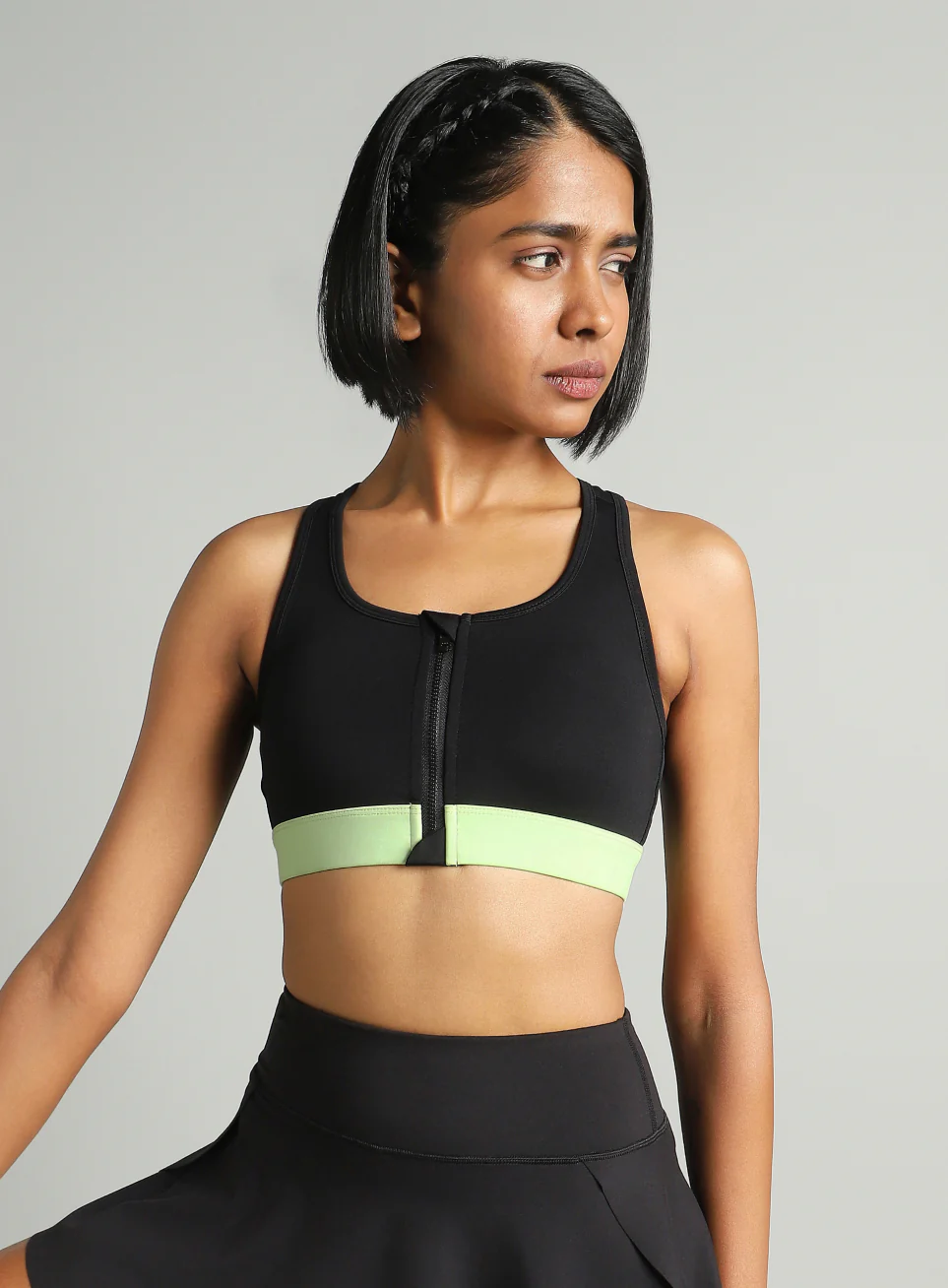 Women's Black Front Zip High Support Training Bra